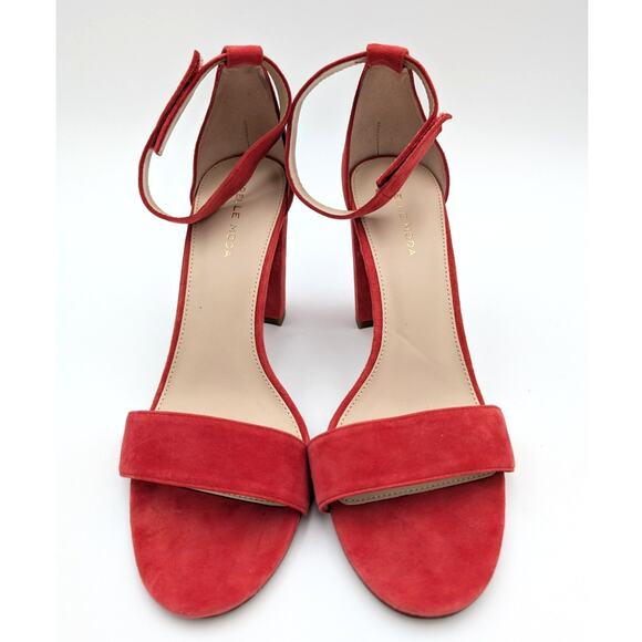 Pelle Moda Briar High Block Heel Ankle Strap Sandals Women's Red Size US10M EU41 - Picture 2 of 9
